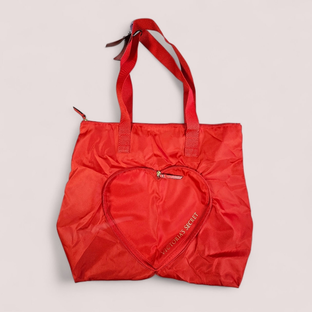 Victoria's Secret NWT‎ Heart Folding Red Tote Shopper Bag